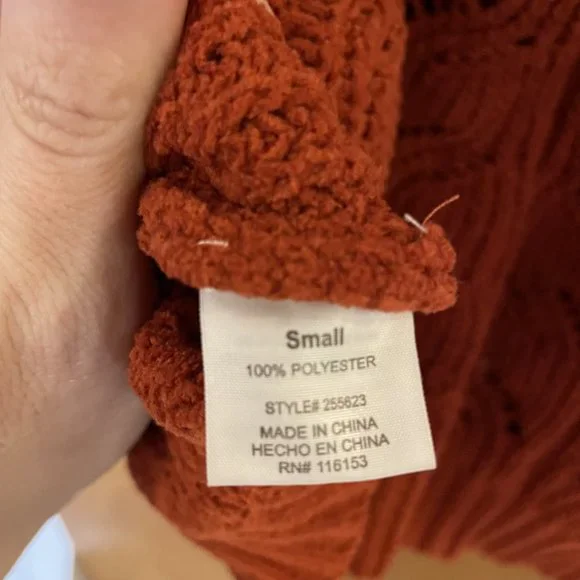 Women's Junior's Poof Apparel Rust Long Sleeve Cropped Sweater Top Size Small - Picture 6 of 6